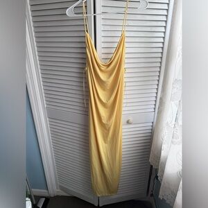 Zara Yellow Draped Maxi Dress